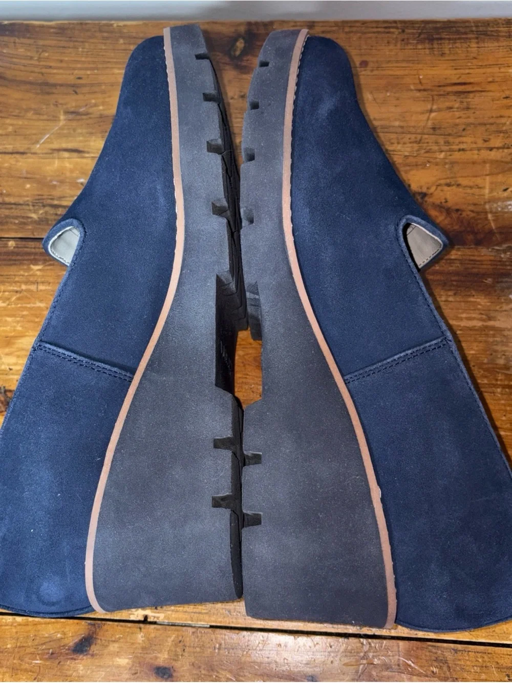 Vionic Women 10 Willa Wedge pump heel shoe Navy blue Suede Waterproof